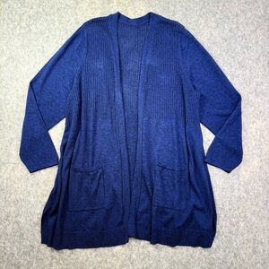 Catherines Cardigan Womens Plus Size 2X Dark Blue Open Front Long Sleeve Sweater
